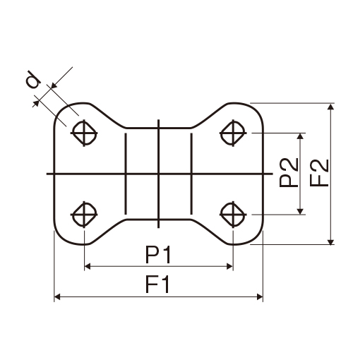 穴径(d)…9.5mm\nP1×P2…63×40mm\nF1×F2…95×72mm