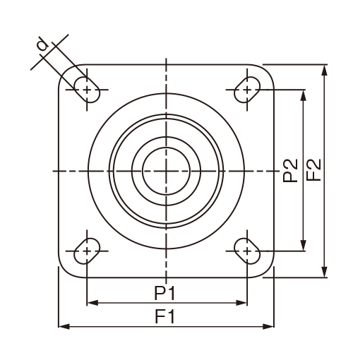 穴径(d)…11mm\nP1×P2…90×90mm\nF1×F2…120×120mm