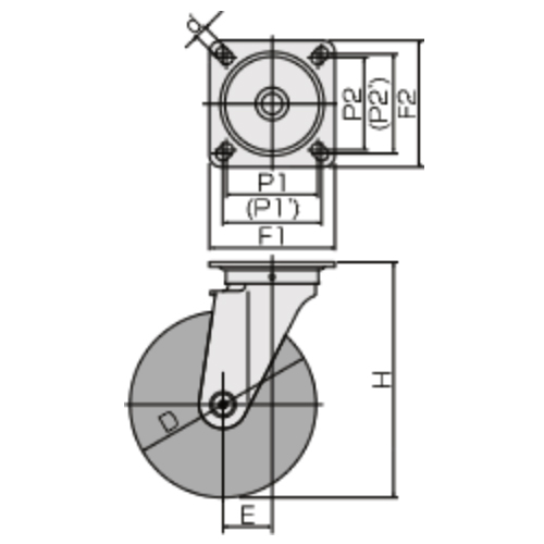 d：8.8mm　H：93mm\nD：75mm　E：28mm\nP1×P2(P1'×P2')：55×42mm\nF1×F2：70×58mm