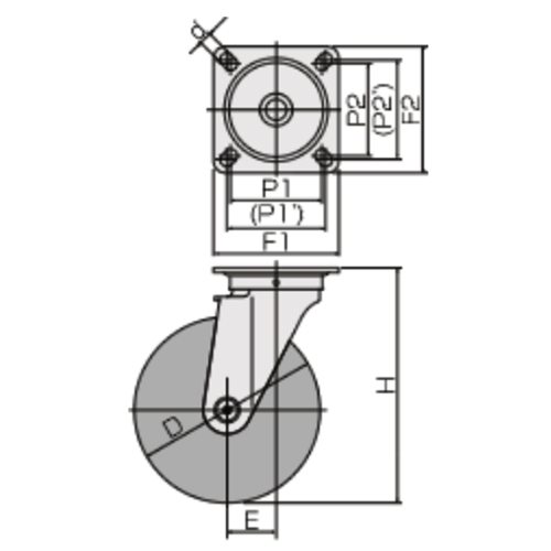 d：8.8mm　H：93mm\nD：75mm　E：28mm\nP1×P2(P1'×P2')：55×42mm\nF1×F2：70×58mm