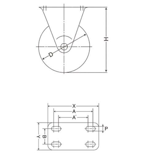 D：75㎜　　　H：93㎜\nA×B：55×28㎜　　　A'：54㎜\nX×Y：70×52㎜　　　P：9.0㎜