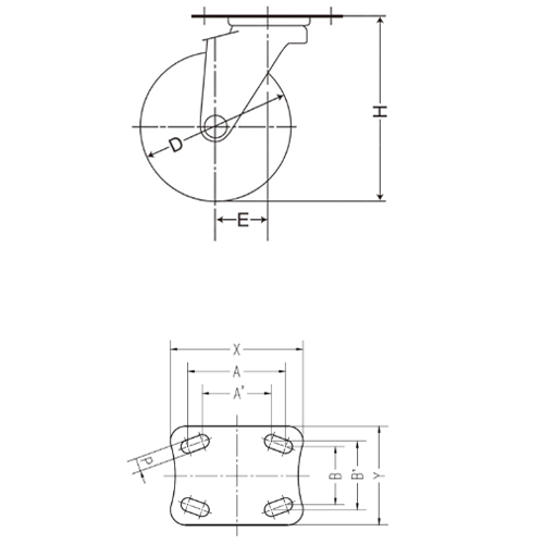 D：65㎜　　　H：85㎜\nA×B：55×42㎜　　A’×B'：54×44㎜\nX×Y：70×58㎜　　P：8.8㎜　　E：25㎜