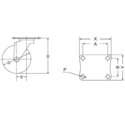 D：75㎜　　　H：90㎜\nA×B：55×42㎜　　X×Y：70×58㎜\nP：8.8㎜　　　E：25㎜