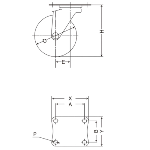 D：150㎜　　　H：198㎜\nA×B：90×90㎜　　X×Y：120×120㎜\nP：11㎜　　　E：45㎜