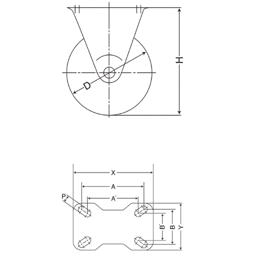D:100mm　　　H：130㎜\nA×B：90×50㎜　　A'×B’：80×45㎜\nX×Y：110×70㎜　　　P：10.5㎜