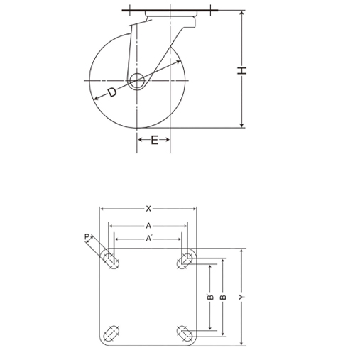 D：65㎜　　　H：92㎜\nA×B：80×80㎜　　A’×B’：78×78㎜\nX×Y：100×100㎜　　P：11.0㎜　　\nE：14㎜　　