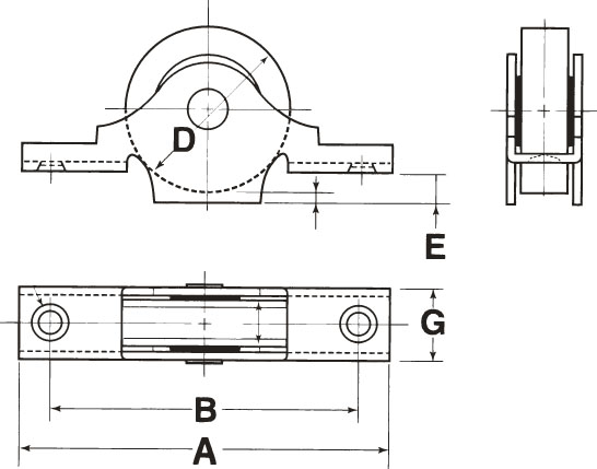 A：68mm　B：57mm\nD：30mm　E：4mm　G：14mm