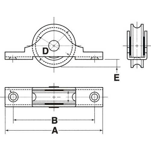 A:68mm、B:57mm、D:30mm、E:6.5mm