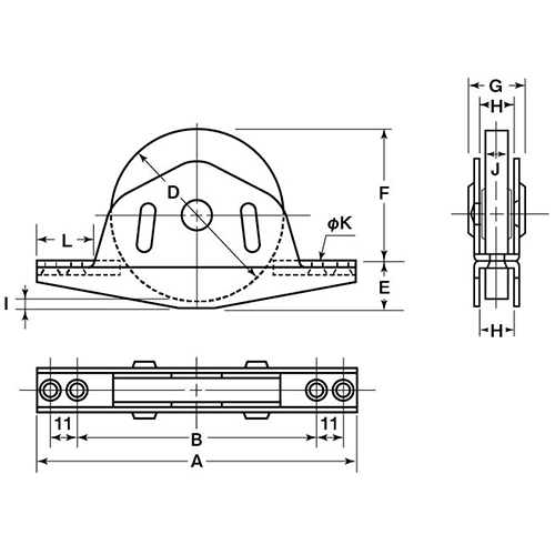 A：140㎜　　　B：106㎜　　　D：75㎜\nE：20㎜　　　F：59㎜　　　G：21㎜\nH：15㎜　　　I：4㎜　　　J：11㎜\nK：5㎜　　　L：25㎜