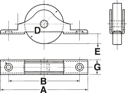 A：90mm　B：73mm\nD：40mm　E：10mm　G：15mm