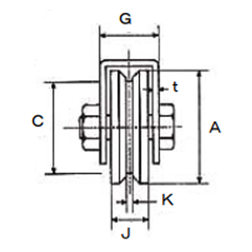 A：50　C：38　G：27.9\nJ：18　K：3.5　t：3.2\n(単位mm)