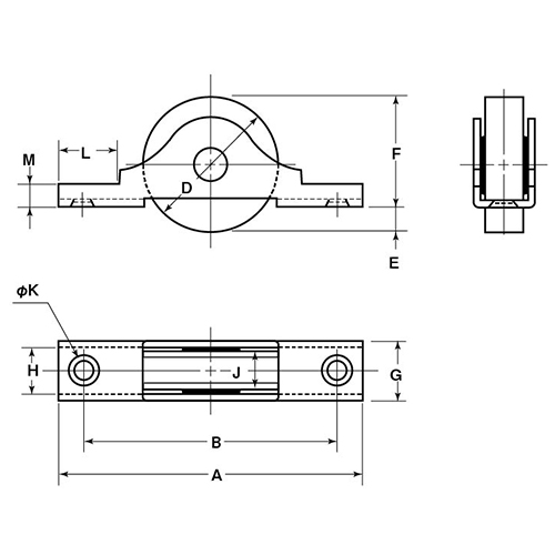 A：68㎜　　　B：57㎜　　　D：30㎜\nE：6㎜　　　F：24㎜　　　G:14mm\nH：11㎜　　　J：9㎜　　　K：4㎜\nL：13㎜　　　M：5㎜
