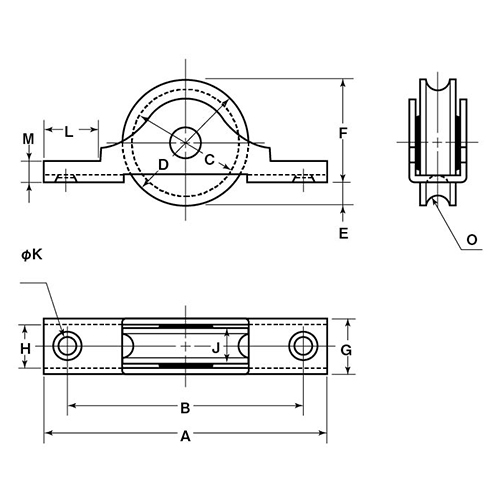 A：110㎜　　　B：85㎜　　　C：44㎜\nD：50㎜　　　E：8㎜　　　F：42㎜\nG：17㎜　　　H：13㎜　　　J：11.5㎜\nK：5㎜　　L：18㎜　　M：5㎜　　O：5㎜