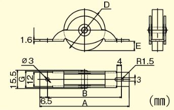 A：69mm　B：59mm　\nD：30mm　E：7mm　G：14mm