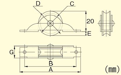 A：60mm　B：51mm　C:20mm\nD：24mm　E：4mm　G：12mm