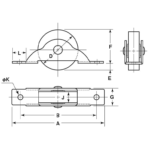 A：85㎜　　　B:68mm　　　D：42㎜\nE：8㎜　　　F：34㎜　　　G：16㎜\nJ：10㎜　　　K：3.5㎜　　　L：㎜　　