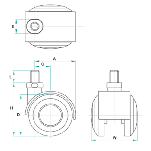 H：64㎜　　　D：50㎜　　　W：53㎜\nS：14㎜　　　L：15㎜　　　A：48㎜\nC：19㎜\n