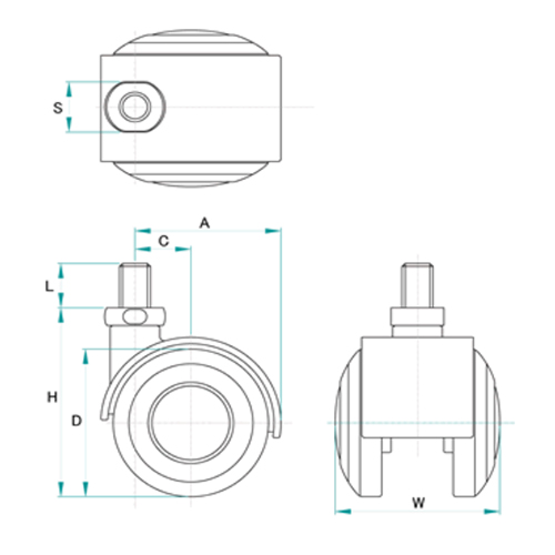 H：64㎜　　　D：50㎜　　　W：53㎜\nS：14㎜　　　L：15㎜　　　A：48㎜　　　\nC：19㎜