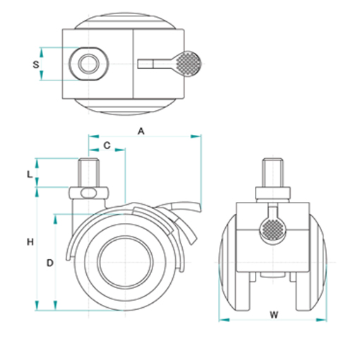 H：64㎜　　　D：50㎜　　　W：53㎜\nS：17㎜　　　L：15㎜　　　A：54㎜　　　\nC：19㎜