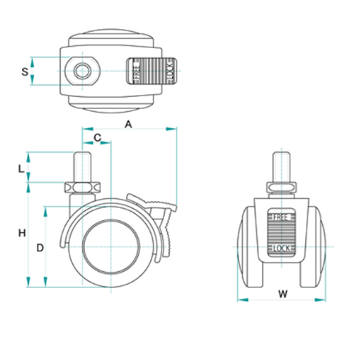 H：52㎜　　　D：40㎜　　　W：41.5㎜\nS：14㎜　　　L：15㎜\nA：44.5㎜　　　C：13.5㎜\n