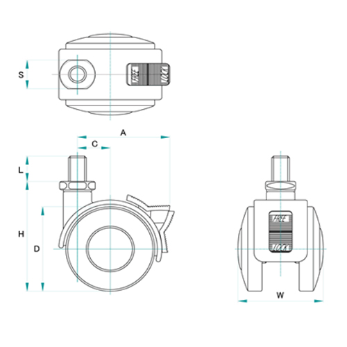H：65㎜　　　D：50㎜　　　W：48㎜\nS：17㎜　　　L：15㎜\nA：52㎜　　　C：18.5㎜