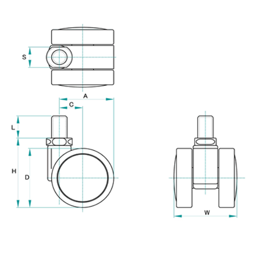H：69㎜　　　D：60㎜　　　W：46㎜\nS：17㎜　　　L：15㎜\nA：47.5㎜　　　C：17.5㎜