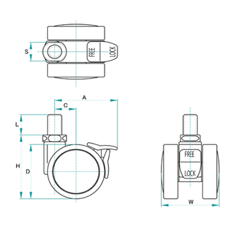 H：47㎜　　　D：40㎜　　　W：41.5㎜\nS：14㎜　　　L：15㎜\nA：44㎜　　　C：15㎜