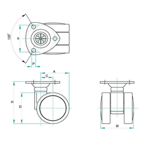 H：76㎜　　　D：60㎜　　　W：46㎜\nB：54㎜　　　ｂ：40㎜　　　P：5.5㎜\nA：47.5㎜　　　C：17.5㎜　　　