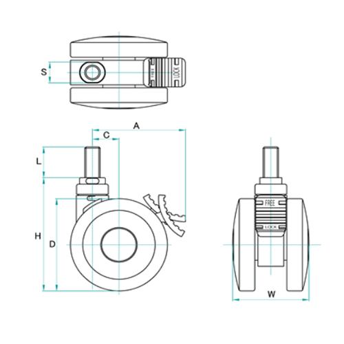 H：92㎜　　　D：75㎜　　　W：59㎜\nS：17㎜　　　L：25㎜\nA：72㎜　　　C：20㎜