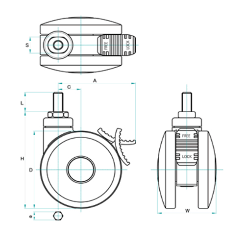 H：125㎜　　　D：100㎜　　　W：72㎜\nS：21㎜　　　L：25㎜\nA：95㎜　　　C：28㎜