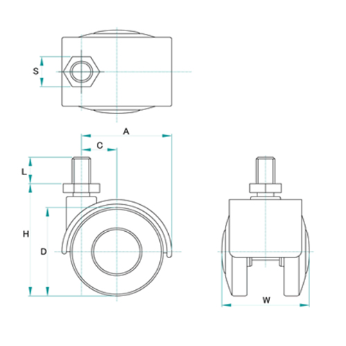 H：63.5㎜　　　D：50㎜　　　W：47㎜\nS：14㎜　　　L：15㎜\nA：48㎜　　　C：19㎜
