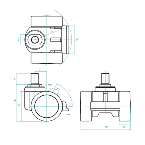 H：81㎜　　　D：66㎜　　　W：106㎜\nS：23㎜　　　L：25㎜\nA：77.3㎜　　　C：25㎜