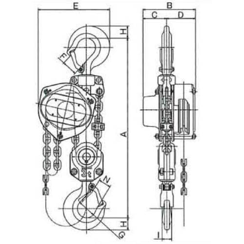 A：480mm　B：152mm　C：68mm　D：84mm　E：209mm\nF：44mm　G：53mm　H：35mm　I：28mm　N：36mm