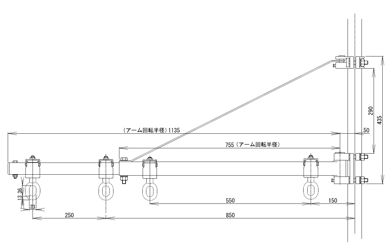 満点の スリーエッチ パイプマウントジブクレーン