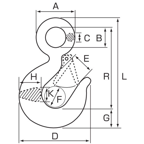 A：44　B：23　C：10.5　D：81\nE：25　F：22　G：22　J：23\nH：25　K：16　L：125　R：92\n(単位mm)