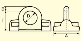 A：62mm　B：135mm　D：28mm　T：65mm