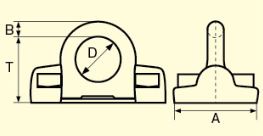 A：62mm　B：135mm　D：28mm　T：65mm