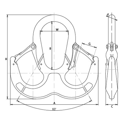 A：280mm　　B：125mm　　C：40mm\nG：51.6mm　　H：233mm\nW：80mm　　　d：20mm