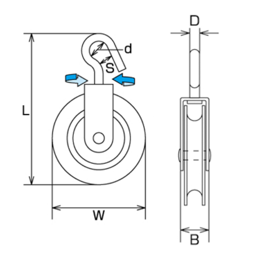 D：6mm　L：115mm　d：13mm　B：19mm　S：9mm