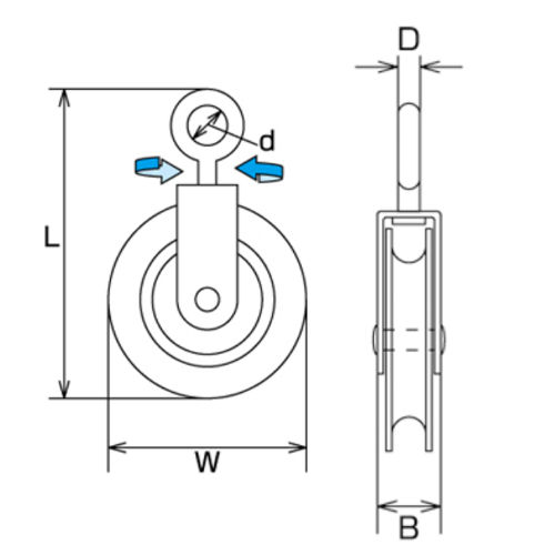 D：6mm　L：115mm　d：14mm　B：19mm