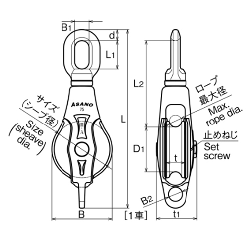 ｄ：14.5㎜　　　Ｌ：237㎜　　　Ｌ1：38㎜\nＬ2：115㎜　　　Ｄ1：59㎜　　　Ｂ：80㎜\nＢ1：19㎜　　　Ｂ2：18㎜\nｔ：24㎜　　　ｔ1：54㎜　　　