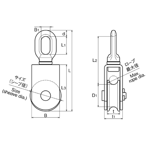 ｄ：10㎜　　　Ｌ：131㎜　　　Ｌ1：29㎜\nＬ2：78㎜　　　Ｌ3：75㎜　　　Ｄ1：36㎜\nＢ：45㎜　　　Ｂ1：14㎜\nｔ：20㎜　　　ｔ1：29㎜