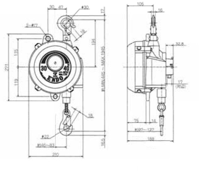 EA987ZB-40｜30.0-40.0㎏/1.5m スプリングバランサーのページ -