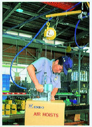 電動機器、治工具及び加工品素材の懸垂に