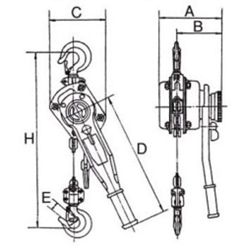 A：205mm　　 B：116mm　　 C：280mm\nD：380mm　　 E：38mm　　　H：475mm