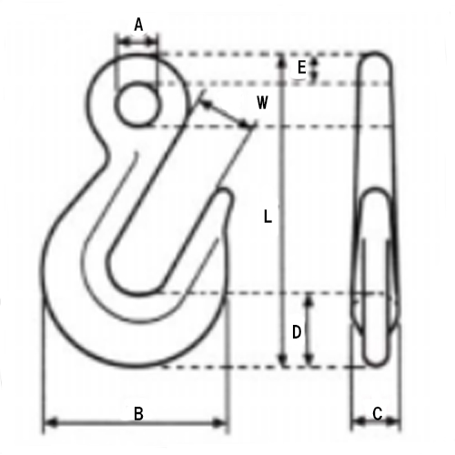 A：10　B：52　C：11　D：18\nE：8　L：84　W：18\n(単位mm)