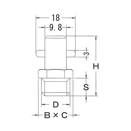 D：G1/4”　　　H：27mm\nS：8mm　　　B×C：14mm