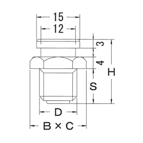 D：G1/4”　　　H：18mm\nS：8mm　　　B×C：15mm