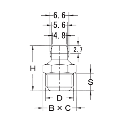 D：G3/8”　　　　H：24.5mm\nS：10.5mm　　　B×C：17mm
