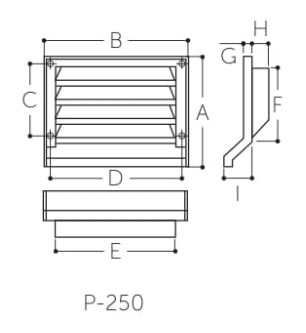 A：197mm　B：250mm　C：148mm\nD：225mm　E：202mm　F：155mm\nG：9mm　H：19mm　I：38mm